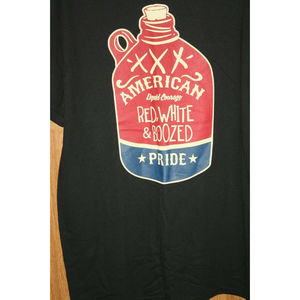 MEN'S HPI BLACK SS T-SHIRT "RED, WHITE & BOOZED PRIDE" NEW SZ M